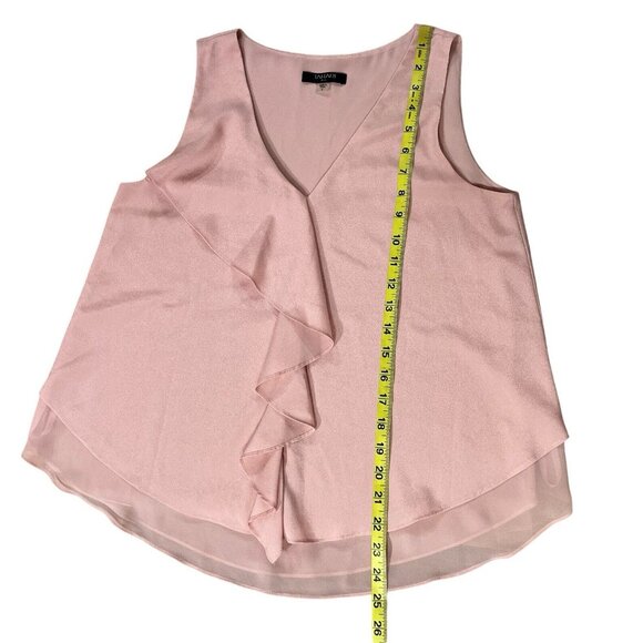Tahari ASL Women's Top Blouse Pink Small Ruffle V Neck Sleeveless - Picture 6 of 7